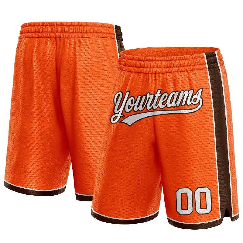 One Size Orange White-Brown Authentic Basketball Shorts