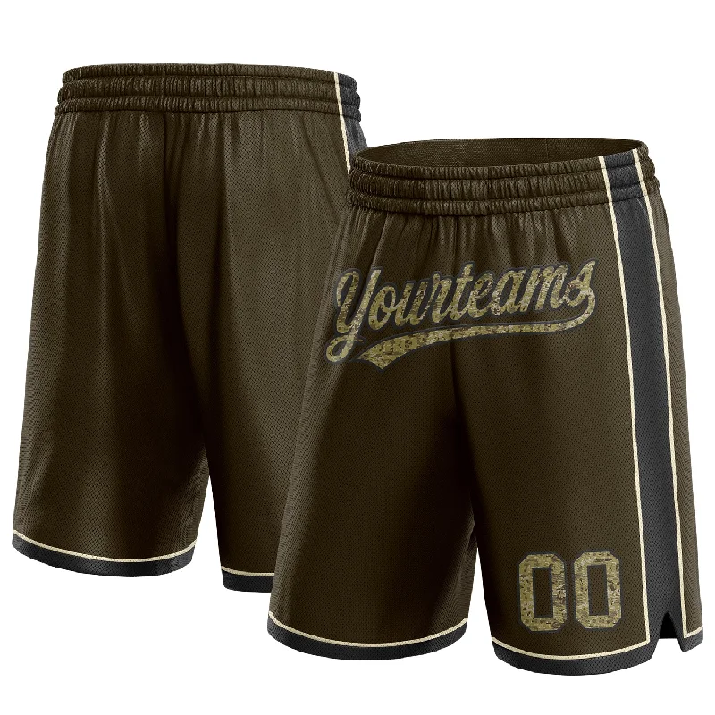 One Size Olive Camo Cream-Black Authentic Salute To Service Basketball Shorts