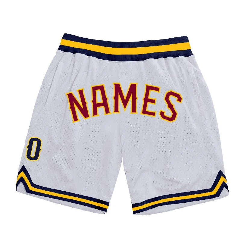 Everyday Wear For Men And Women One Size White Maroon-Gold Authentic Throwback Basketball Shorts Everyday Wear For Men And Women One Size White Maroon-Gold Authentic Throwback Basketball Shorts