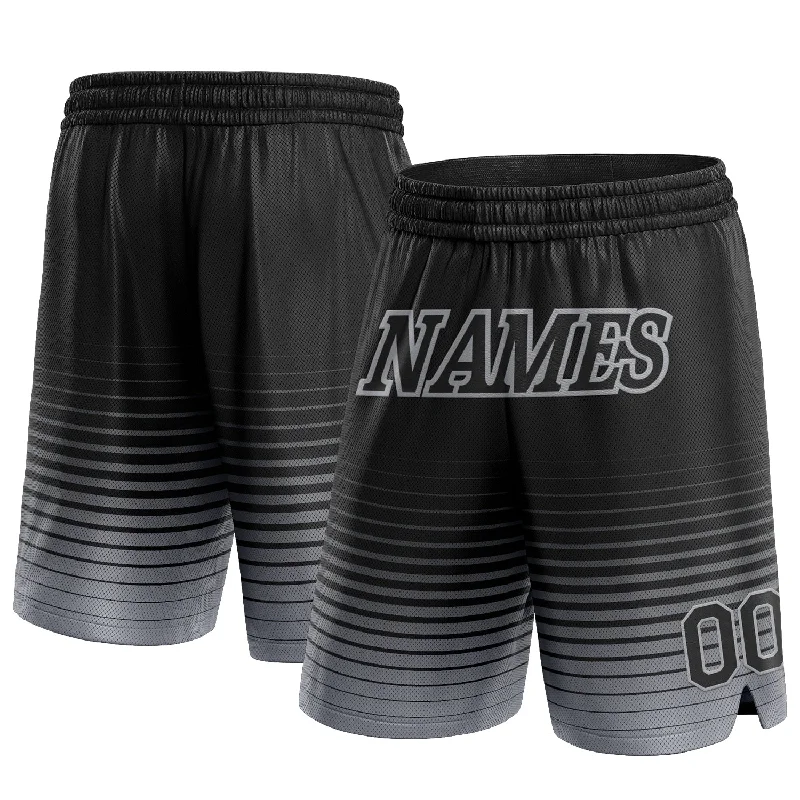 One Size Black Gray Pinstripe Fade Fashion Authentic Basketball Shorts