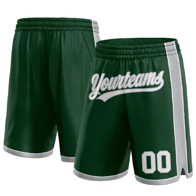 One Size Hunter Green White-Gray Authentic Basketball Shorts