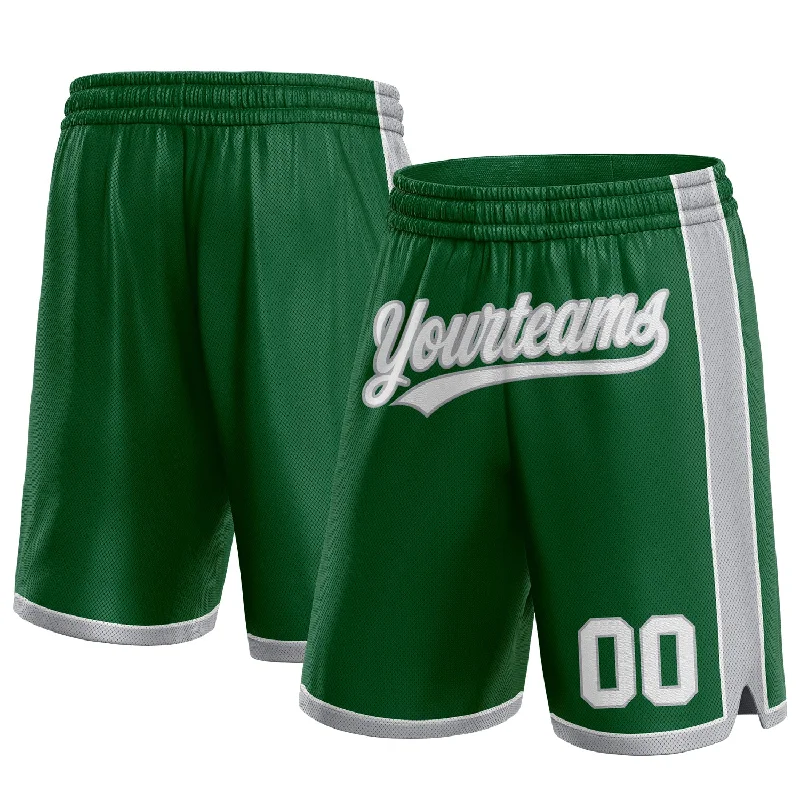 One Size Kelly Green White-Gray Authentic Basketball Shorts