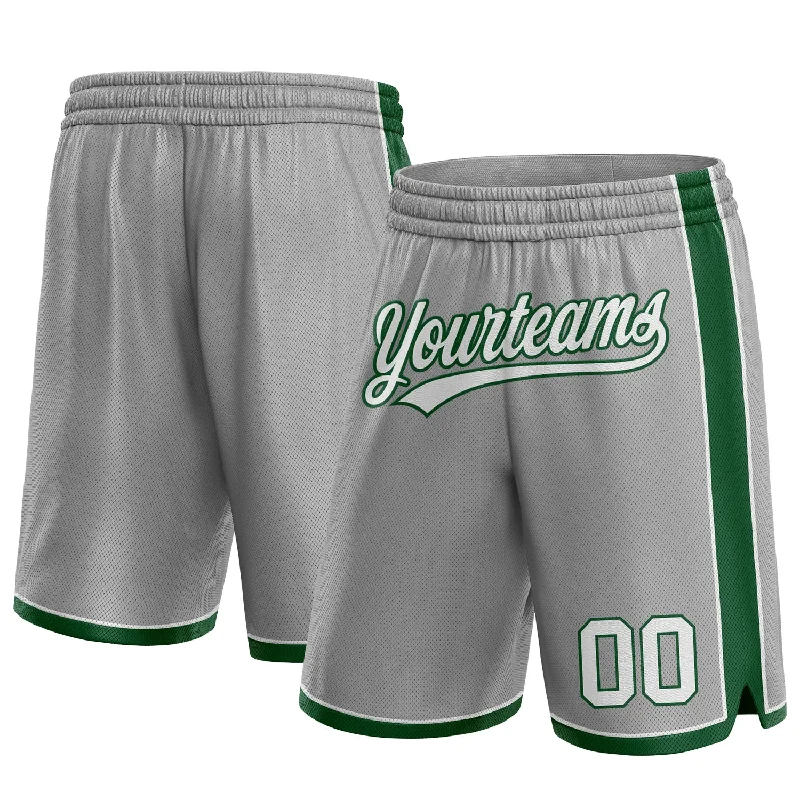 One Size Gray White-Green Authentic Basketball Shorts