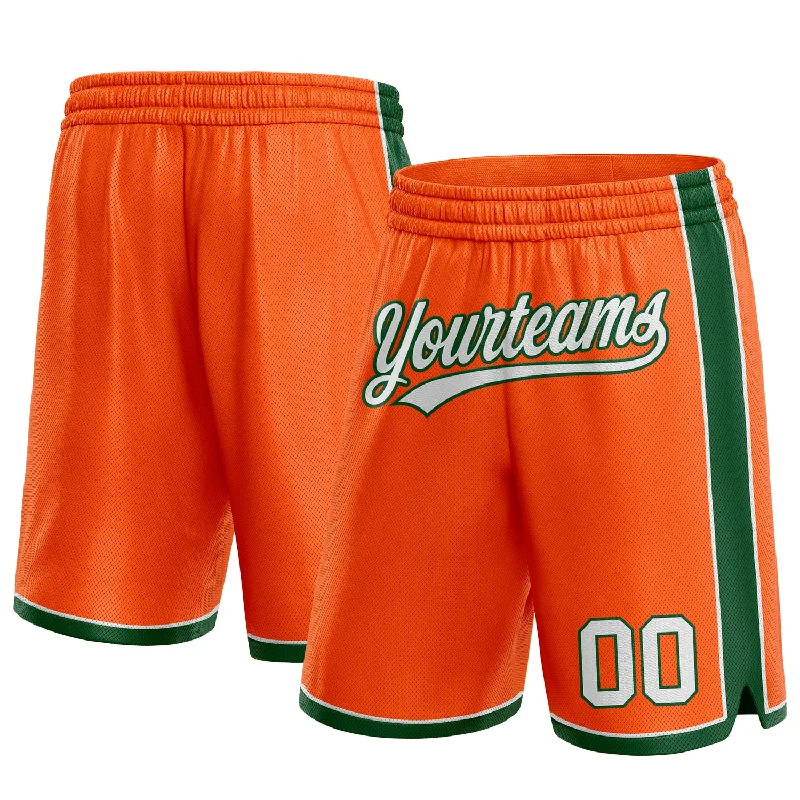 One Size Orange White-Green Authentic Basketball Shorts