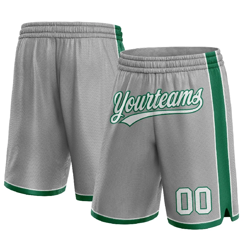 One Size Gray White-Kelly Green Authentic Basketball Shorts