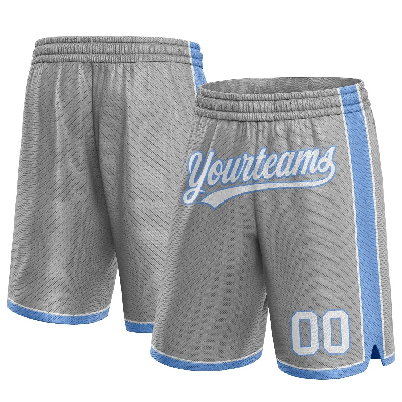 One Size Gray White-Light Blue Authentic Basketball Shorts