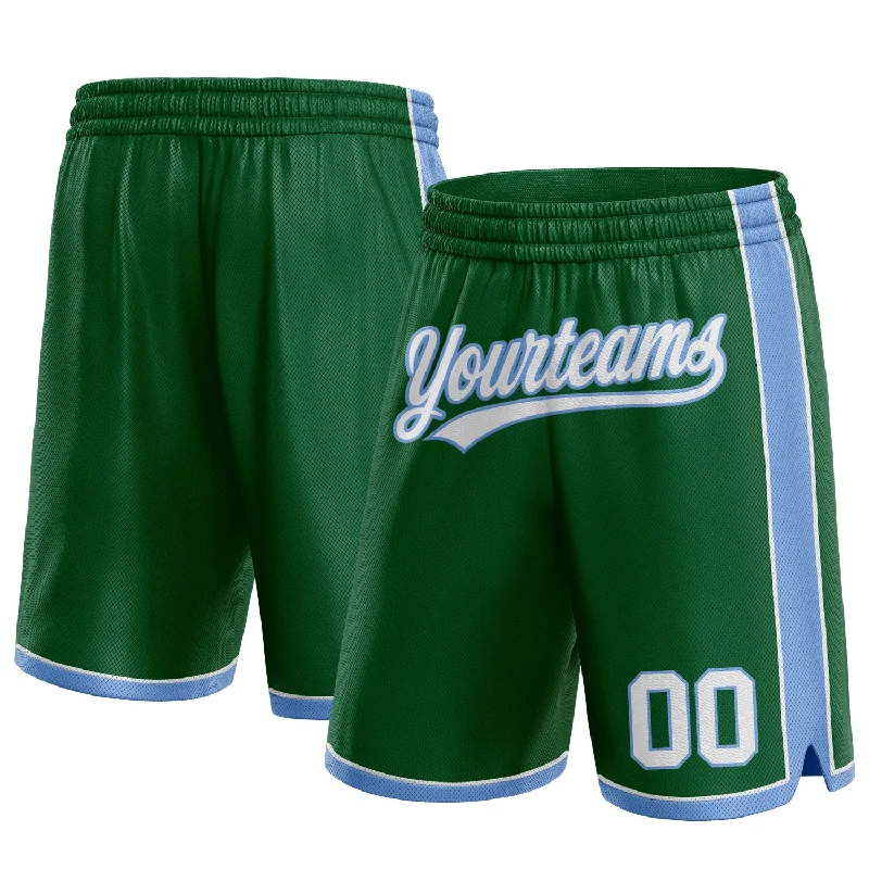 One Size Kelly Green White-Light Blue Authentic Basketball Shorts