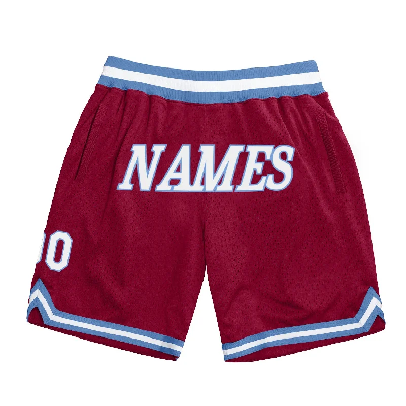 Comfortable Unisex Streetwear One Size Maroon White-Light Blue Authentic Throwback Basketball Shorts Comfortable Unisex Streetwear One Size Maroon White-Light Blue Authentic Throwback Basketball Shorts