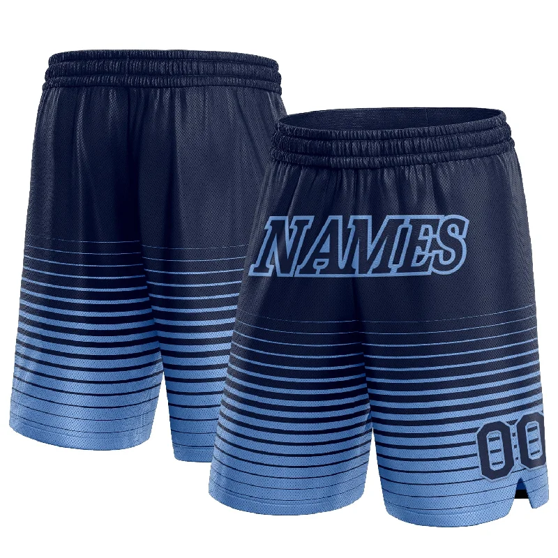 One Size Navy Light Blue Pinstripe Fade Fashion Authentic Basketball Shorts