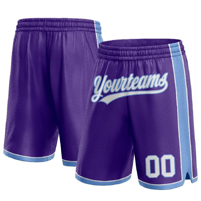 One Size Purple White-Light Blue Authentic Basketball Shorts