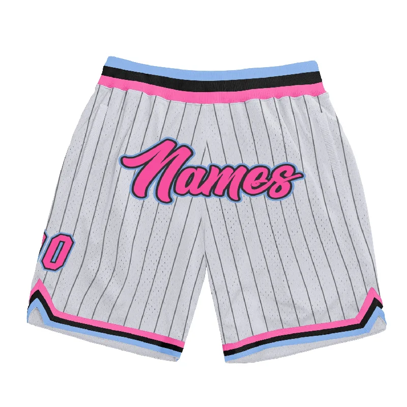 Casual And Trendy Unisex Fashion Staples One Size White Black Pinstripe Pink-Light Blue Authentic Basketball Shorts Casual And Trendy Unisex Fashion Staples One Size White Black Pinstripe Pink-Light Blue Authentic Basketball Shorts