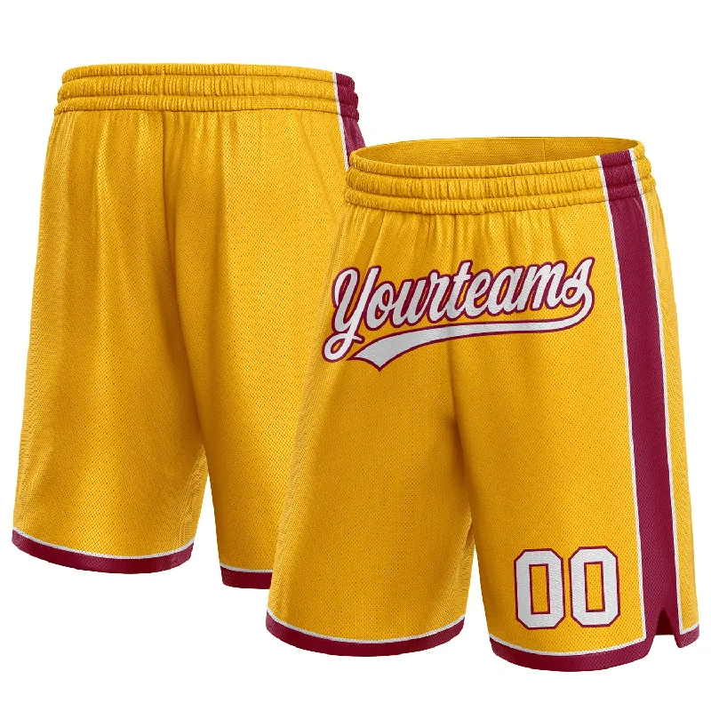 One Size Gold White-Maroon Authentic Basketball Shorts