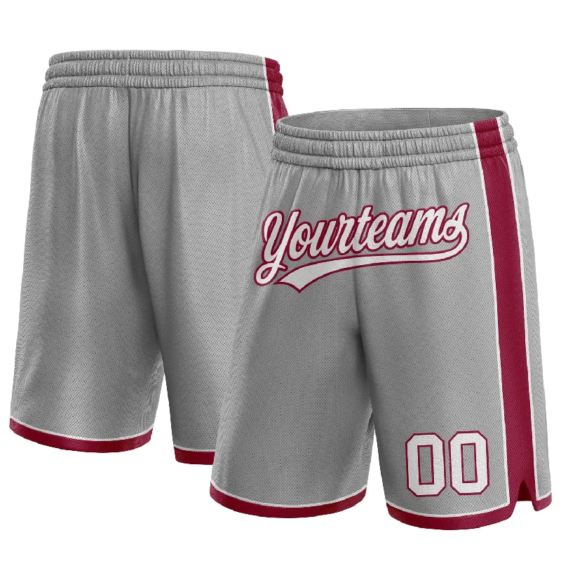 One Size Gray White-Maroon Authentic Basketball Shorts