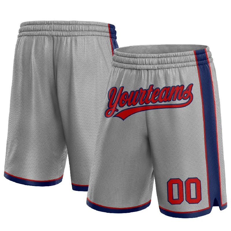 One Size Gray Red-Navy Authentic Basketball Shorts