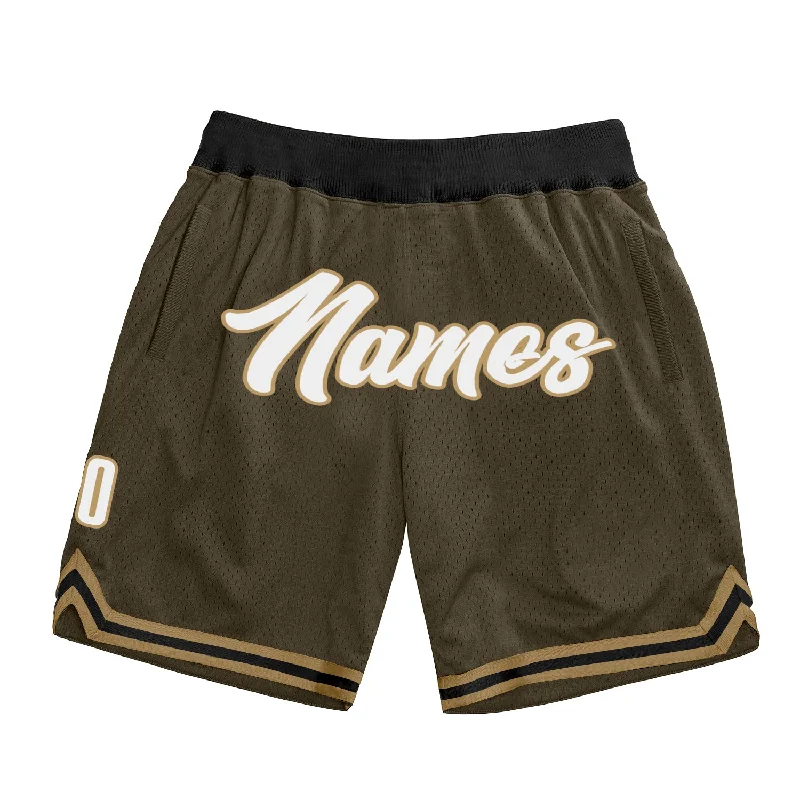 Versatile Unisex Layering Pieces One Size Olive White-Old Gold Authentic Throwback Salute To Service Basketball Shorts Versatile Unisex Layering Pieces One Size Olive White-Old Gold Authentic Throwback Salute To Service Basketball Shorts