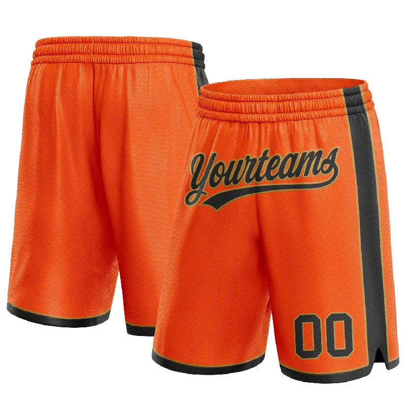 One Size Orange Black-Old Gold Authentic Basketball Shorts