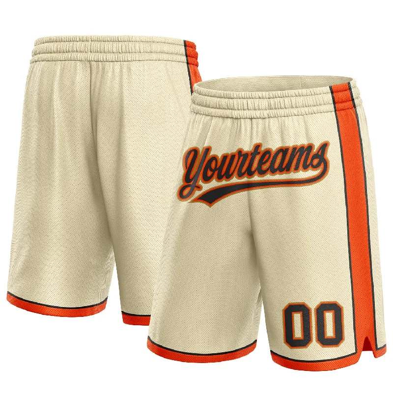 One Size Cream Black Orange-Old Gold Authentic Basketball Shorts