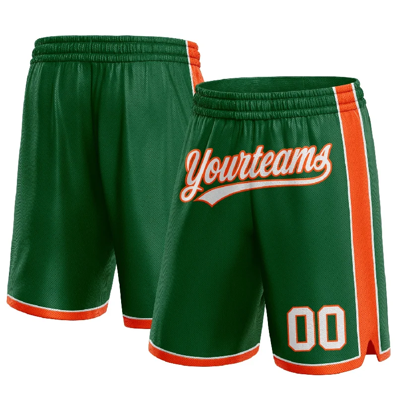 One Size Kelly Green White-Orange Authentic Basketball Shorts