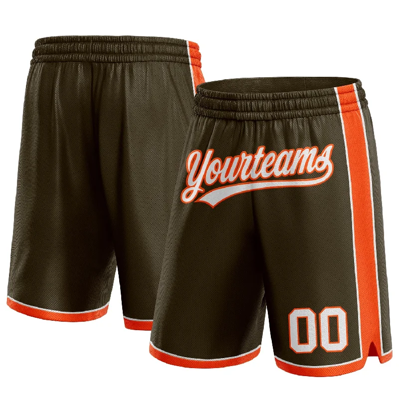 One Size Olive White-Orange Authentic Salute To Service Basketball Shorts