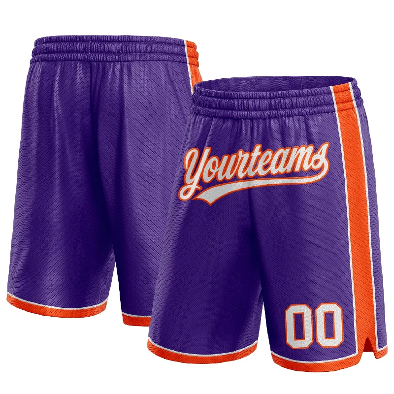 One Size Purple White-Orange Authentic Basketball Shorts