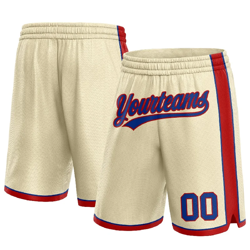 One Size Cream Royal-Red Authentic Basketball Shorts