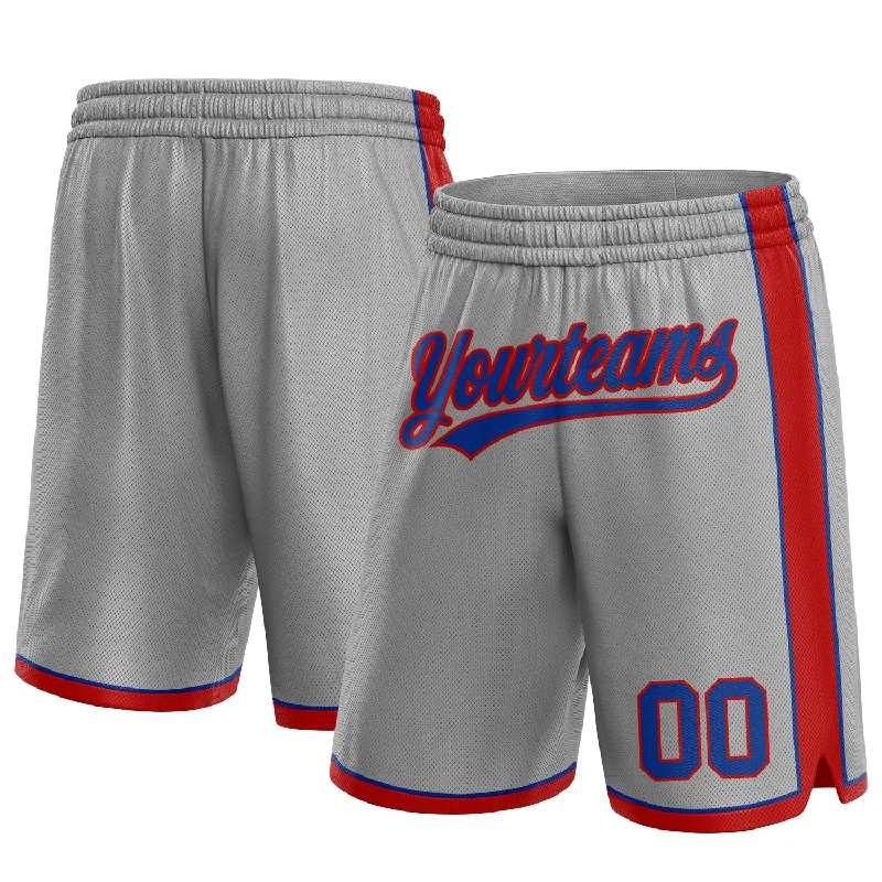 One Size Gray Royal-Red Authentic Basketball Shorts