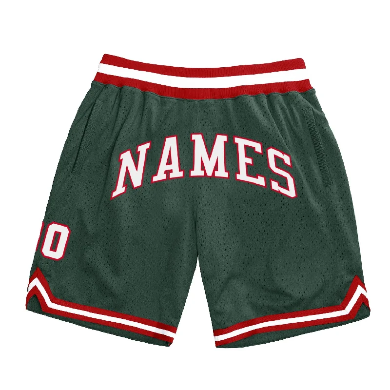 Minimalist Unisex Fashion Essentials One Size Hunter Green White-Red Authentic Throwback Basketball Shorts Minimalist Unisex Fashion Essentials One Size Hunter Green White-Red Authentic Throwback Basketball Shorts