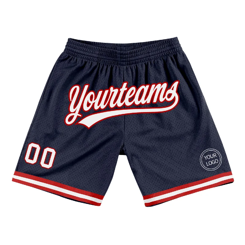 One Size Navy White-Red Authentic Throwback Basketball Shorts