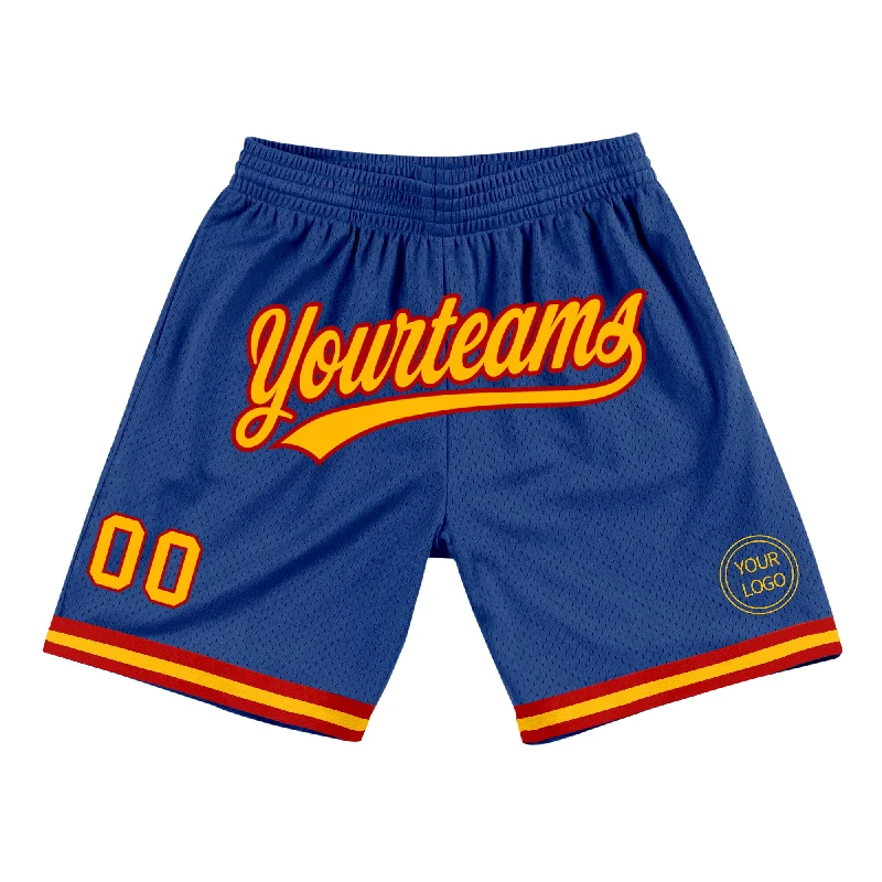 One Size Royal Gold-Red Authentic Throwback Basketball Shorts