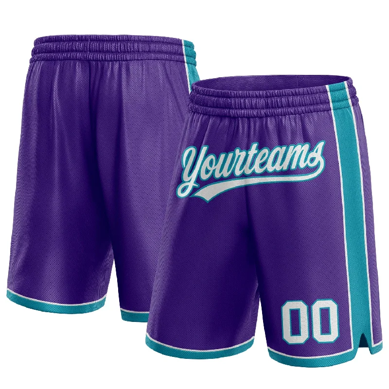 Oversized Unisex Fashion Pieces One Size Purple White-Teal Authentic Basketball Shorts