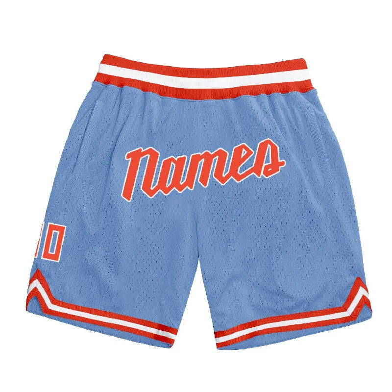 One Size Light Blue Orange-White Authentic Throwback Basketball Shorts