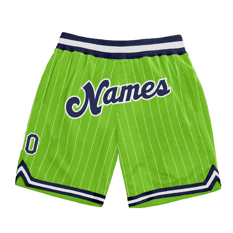 Breathable And Lightweight Unisex Wear One Size Neon Green White Pinstripe Navy-White Authentic Basketball Shorts Breathable And Lightweight Unisex Wear One Size Neon Green White Pinstripe Navy-White Authentic Basketball Shorts