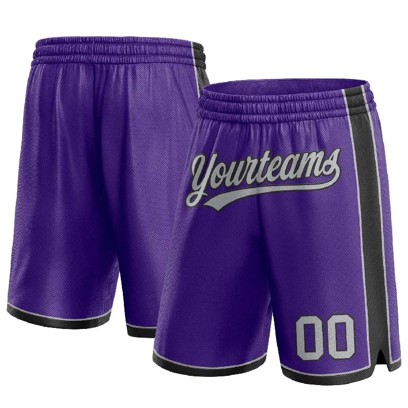 Sustainable Gender-Neutral Apparel One Size Purple Gray-White Authentic Basketball Shorts