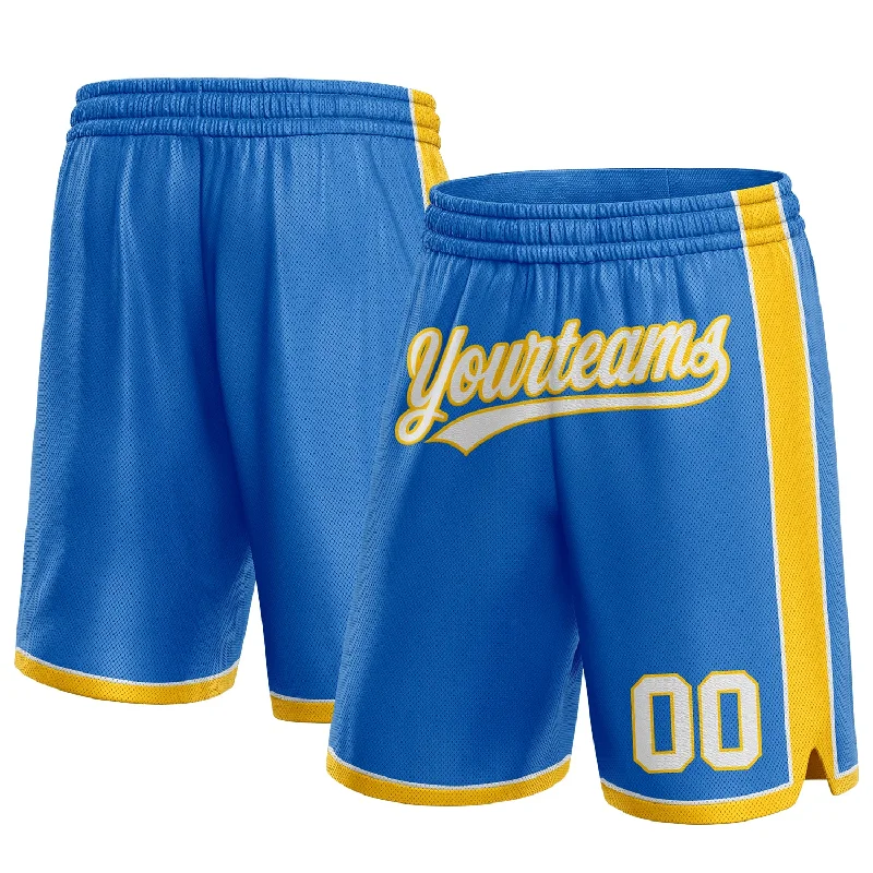 One Size Blue White-Yellow Authentic Basketball Shorts