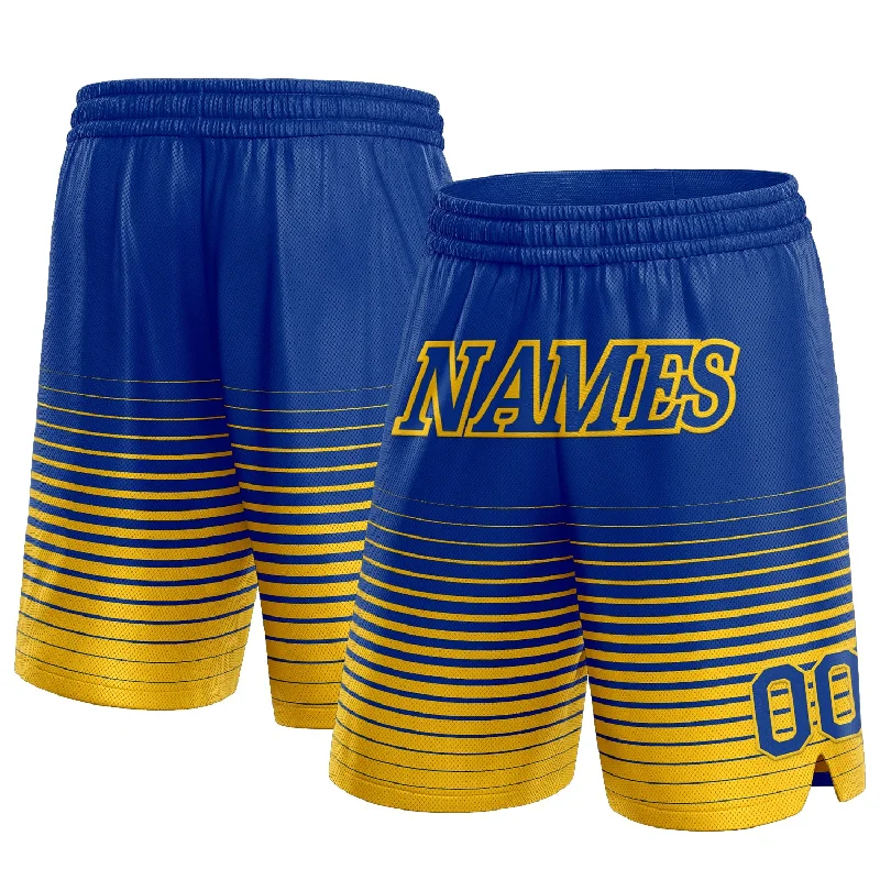 One Size Royal Yellow Pinstripe Fade Fashion Authentic Basketball Shorts