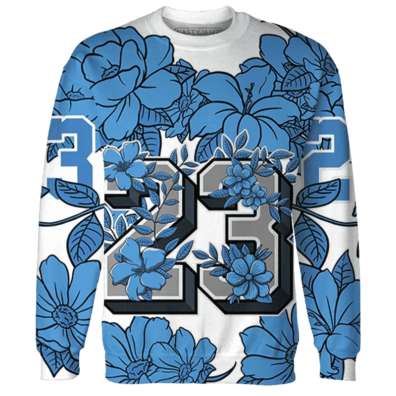 NastyJamz Carolina Blue Univercitii 17s Sweatshirt Match 23 Floral Flower All-Over Print