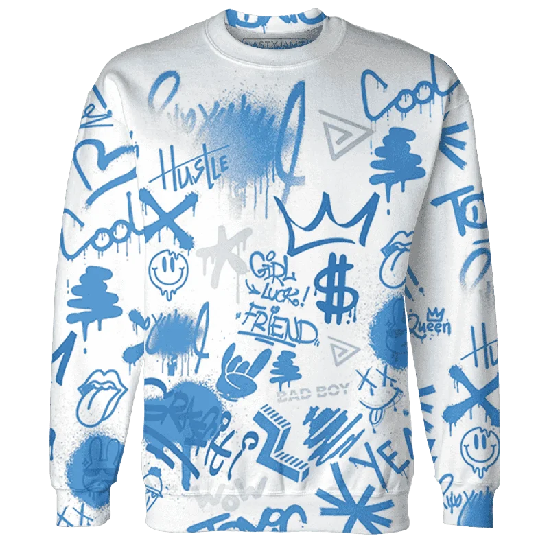 NastyJamz Carolina Blue Univercitii 17s Sweatshirt Match Graffiti King Doodle Style All-Over Print