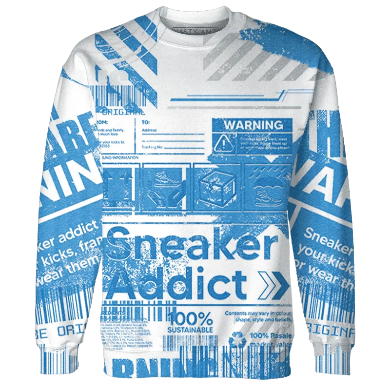 Sleek And Contemporary Gender-Free Outfits NastyJamz Carolina Blue Univercitii 17s Sweatshirt Match Sneaker Addict Warning All-Over Print Sleek And Contemporary Gender-Free Outfits NastyJamz Carolina Blue Univercitii 17s Sweatshirt Match Sneaker Addict Warning All-Over Print