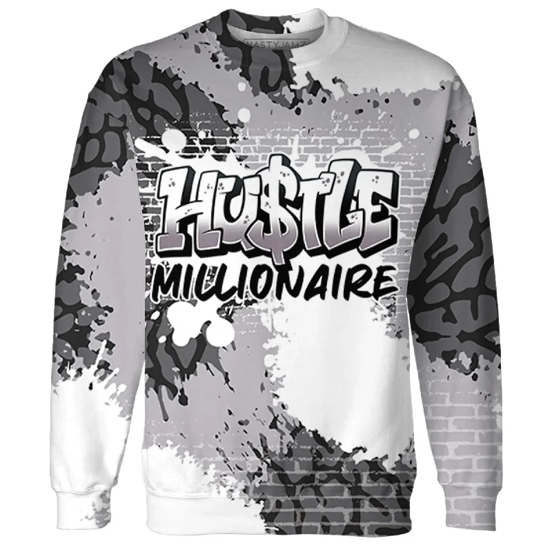 NastyJamz Cement Grey 3s Sweatshirt Match Hustle Millionaire All-Over Print