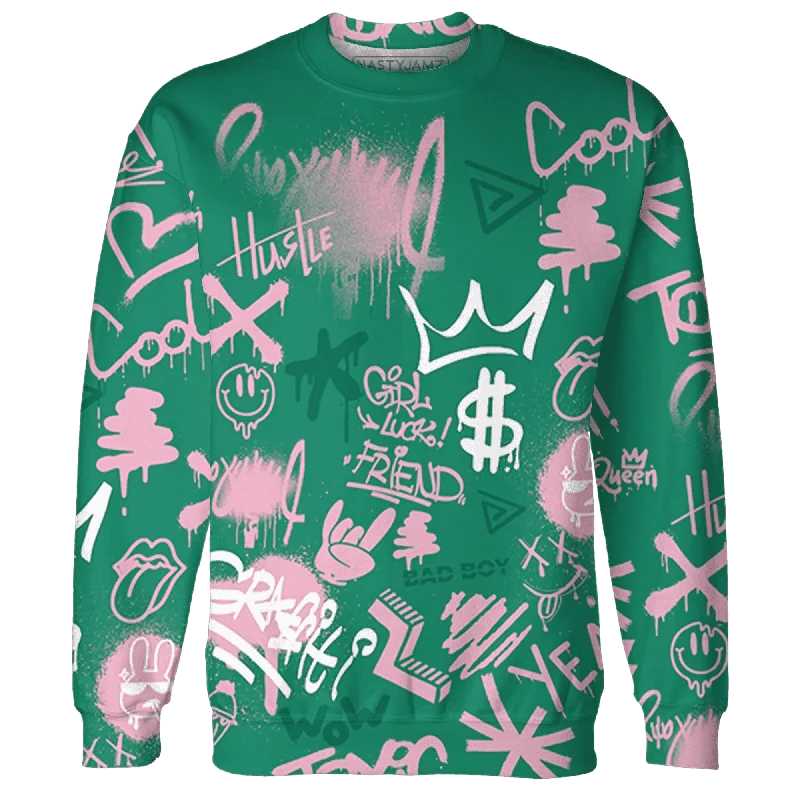 NastyJamz Dunk Pink Malachite Medium Soft Low Sail Sweatshirt Match Graffiti King Doodle Style All-Over Print