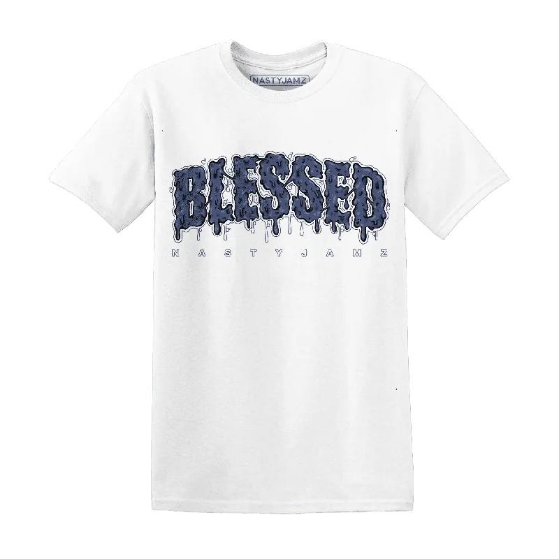 NastyJamz Low Diffused Blue 11s T-Shirt Match  Blessed Text