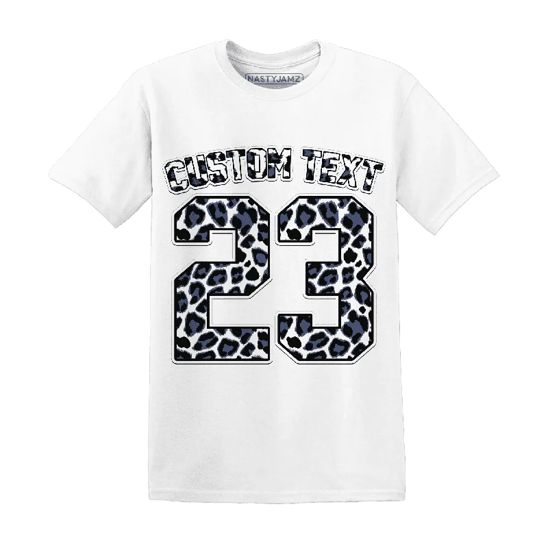 NastyJamz Low Diffused Blue 11s T-Shirt Match  Number 23 LeopardText