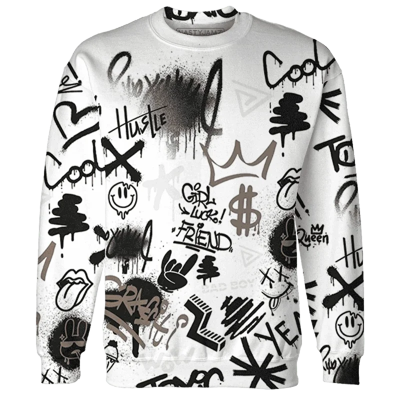 NastyJamz Low Mocha 1s Sweatshirt Match Graffiti King Doodle Style All-Over Print