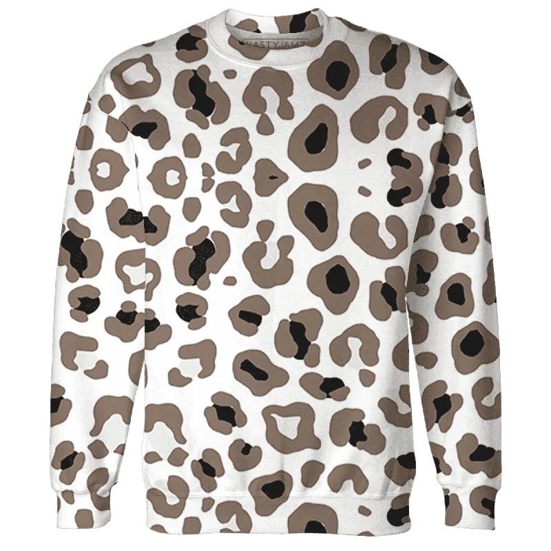 NastyJamz Low Mocha 1s Sweatshirt Match Leopard Pattern All-Over Print