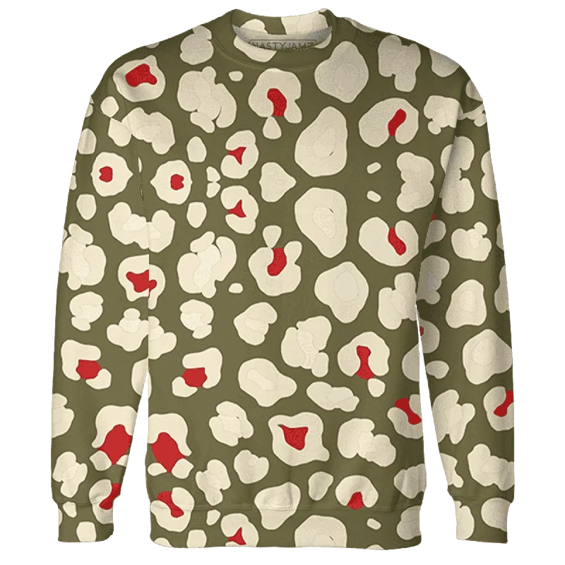 NastyJamz Medium Olive 1s Sweatshirt Match Leopard Pattern All-Over Print