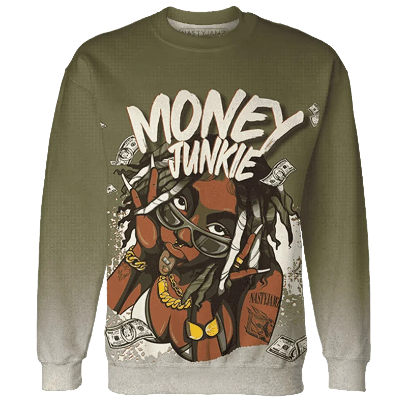 NastyJamz Medium Olive 1s Sweatshirt Match Money Junkie All-Over Print