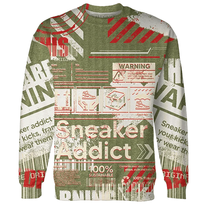 Chic And Casual Unisex Fashion Trends NastyJamz Medium Olive 1s Sweatshirt Match Sneaker Addict Warning All-Over Print Chic And Casual Unisex Fashion Trends NastyJamz Medium Olive 1s Sweatshirt Match Sneaker Addict Warning All-Over Print