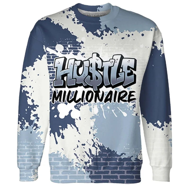 NastyJamz Mid Diffused Blue Grey 1s Sweatshirt Match Hustle Millionaire All-Over Print