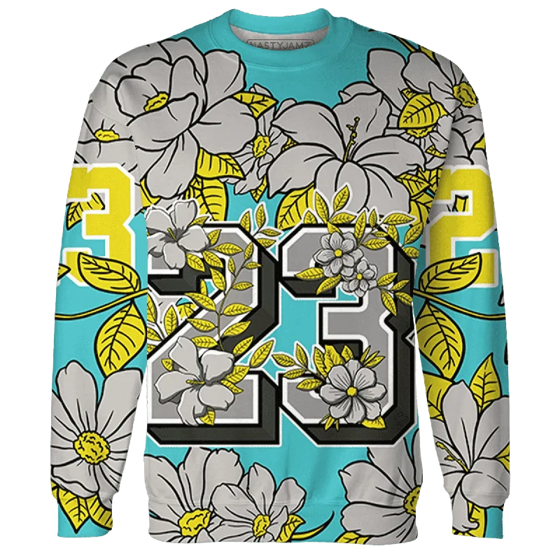 NastyJamz NBL Cyan Burst 9060 Sweatshirt Match 23 Floral Flower All-Over Print