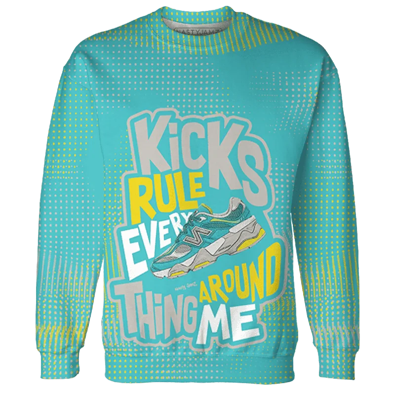 NastyJamz NBL Cyan Burst 9060 Sweatshirt Match Kicks Rule All-Over Print